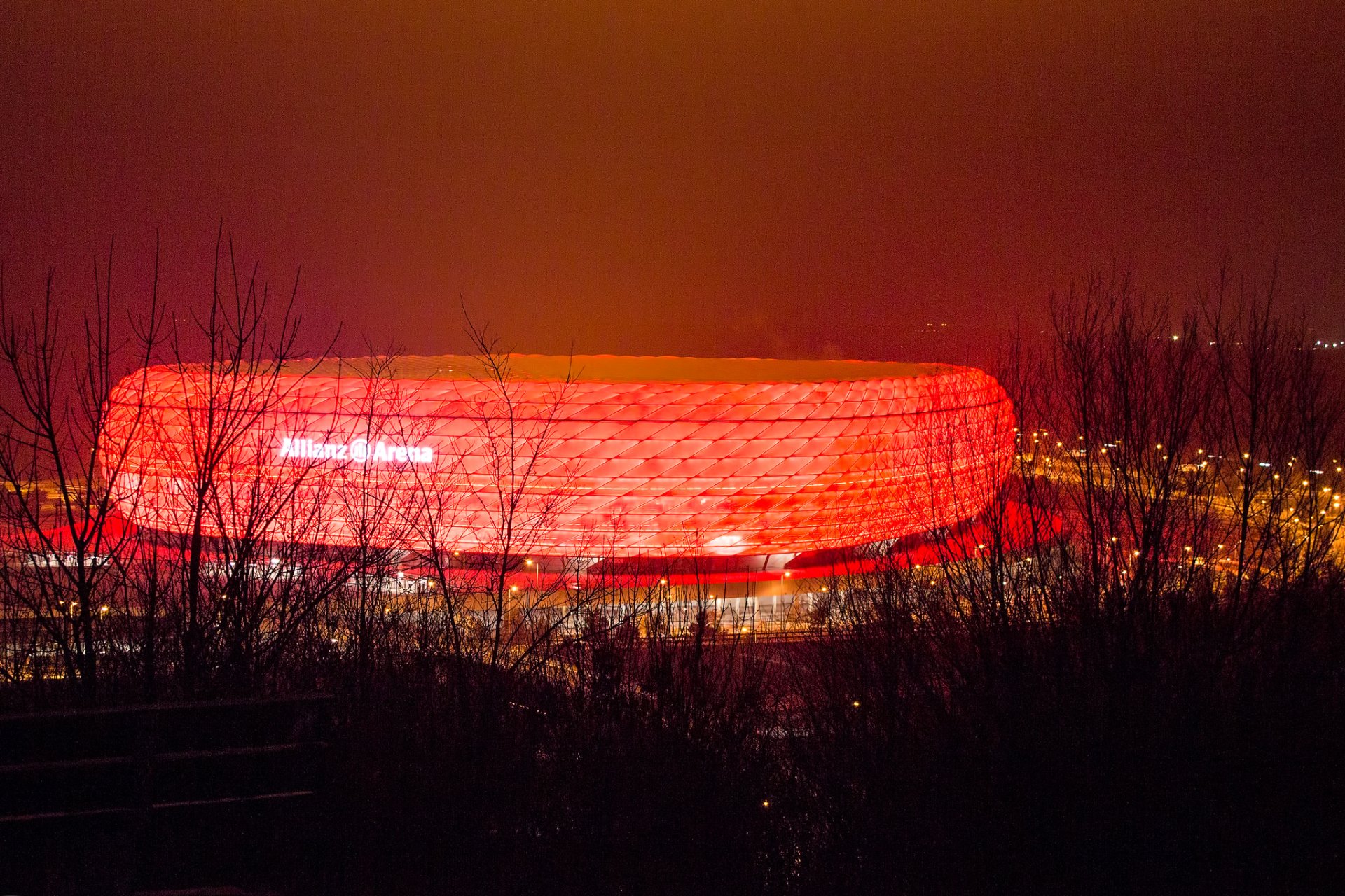 tadium allianz arena munich germany night lights landscape