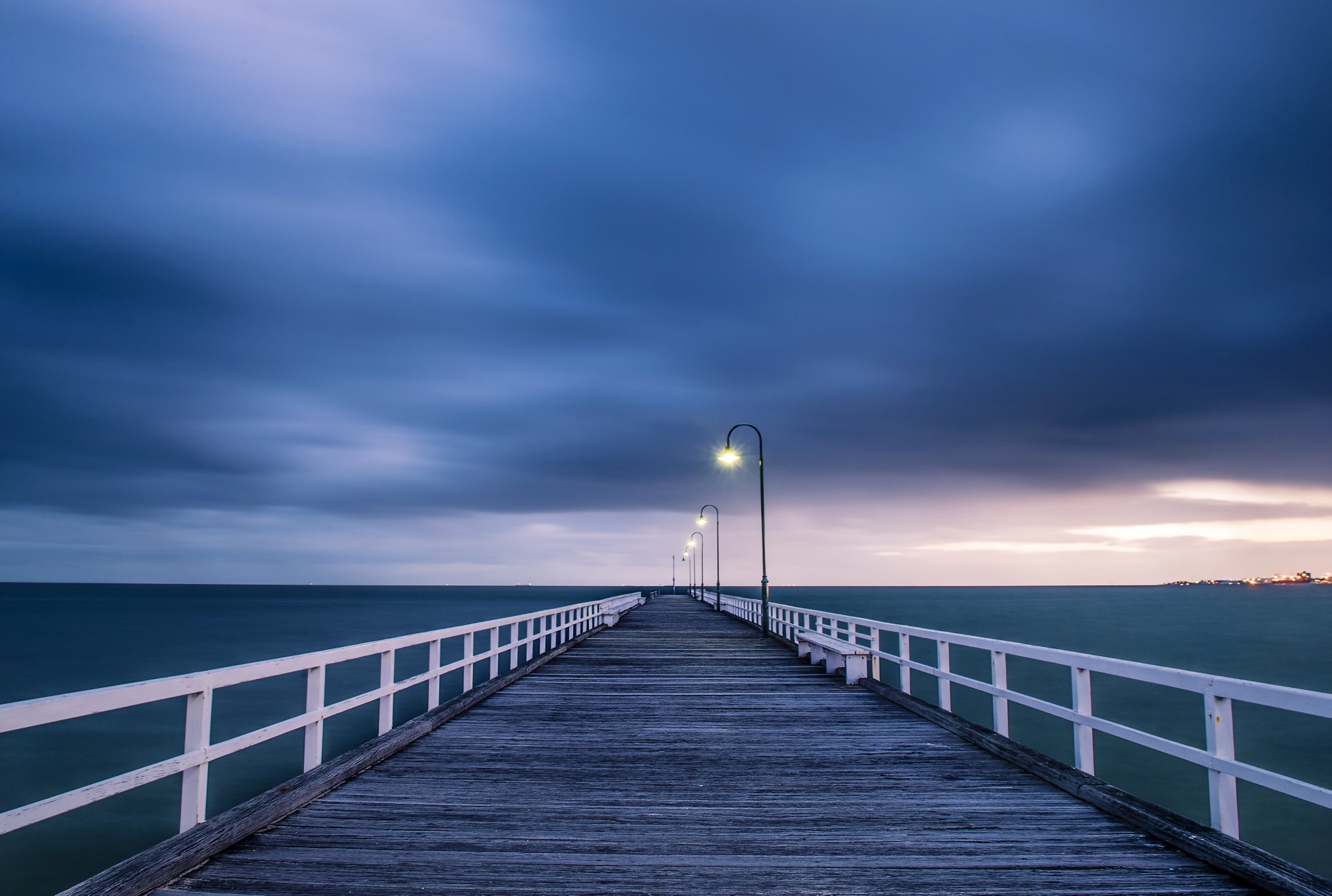 pont australie en bois lumière ciel lumières océan