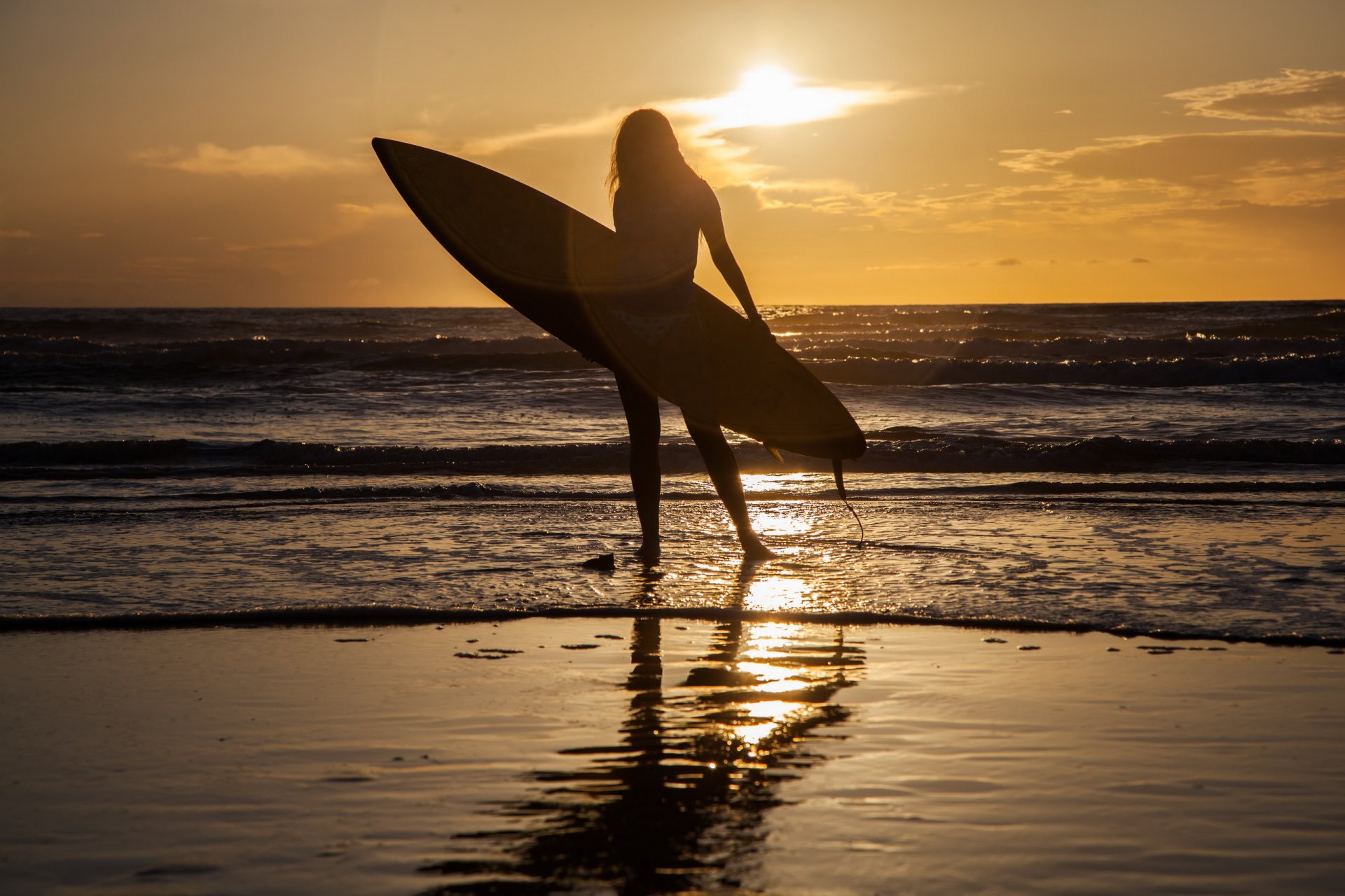 girl board sports sea sunset