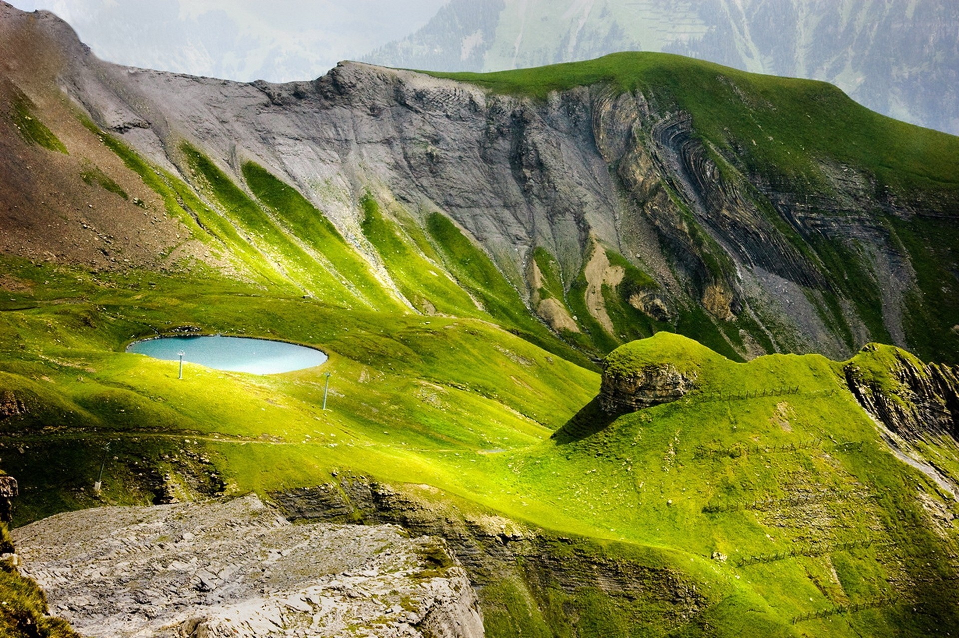 grün schweiz see alpen himmel schönheit berge