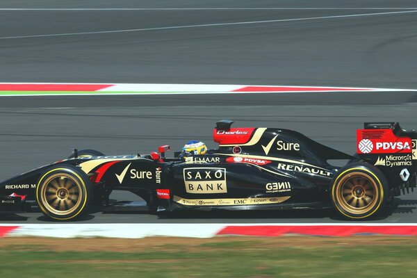 Racing car with golden wheels