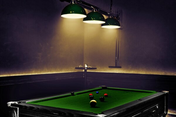 Atmospheric photo of a billiard table