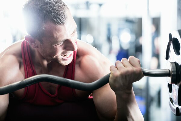 A pumped-up man in the gym