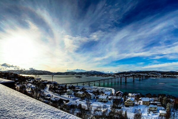 Winter sky. Norway landscape