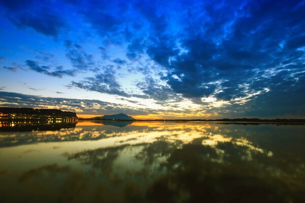 Sunset on the ocean during calm