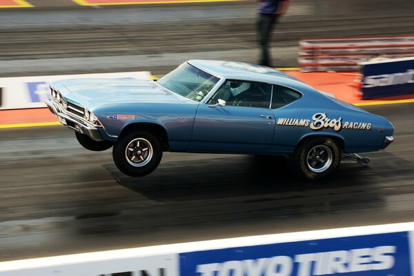 Muscle car on the race track