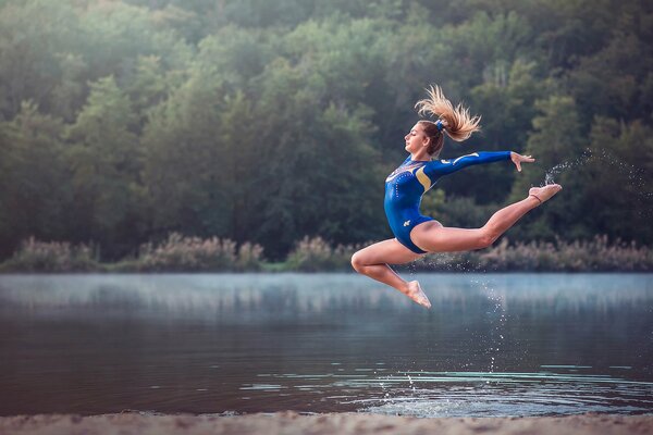 Graceful gymnastic jump alexiane