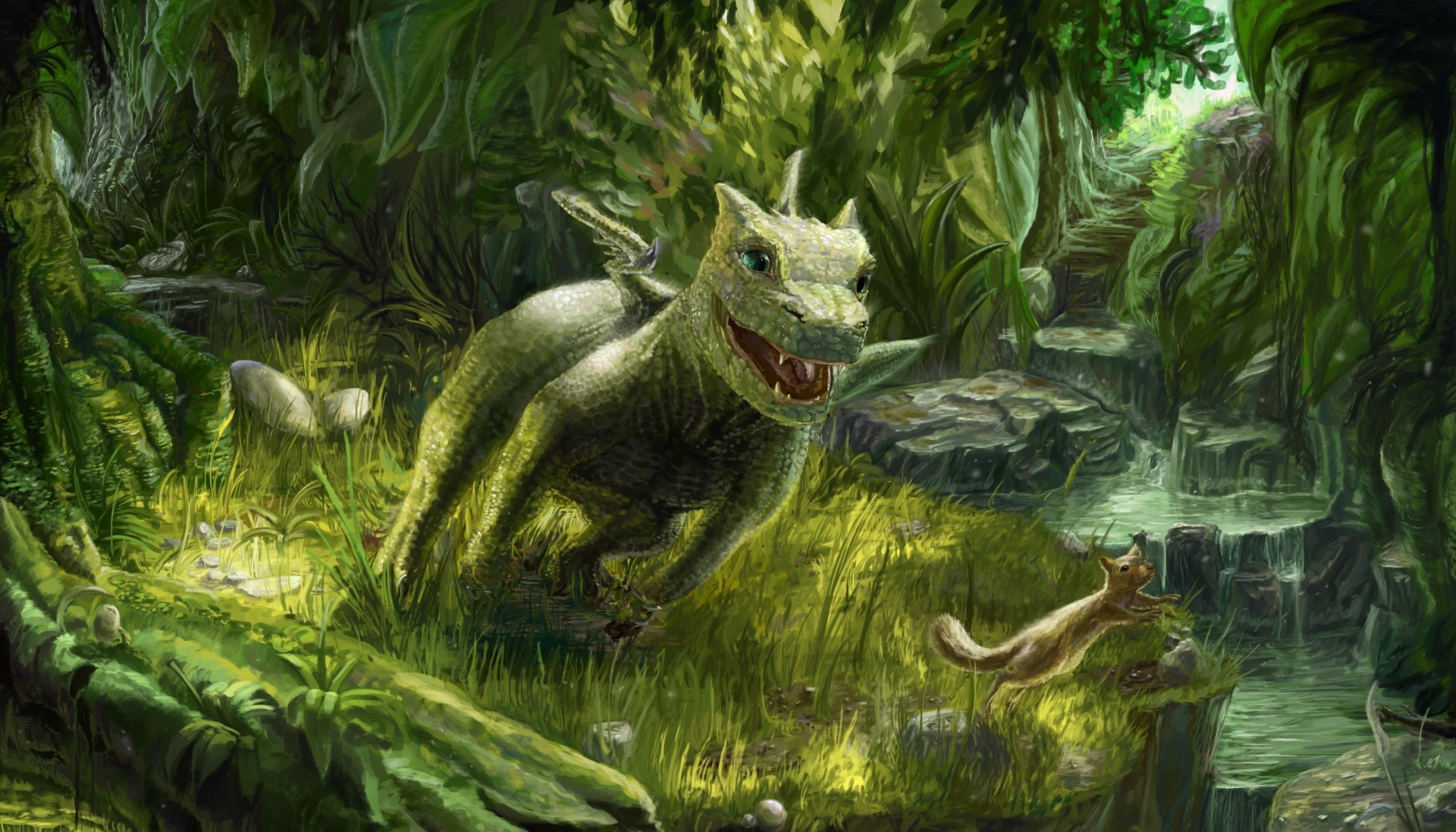 verde naturaleza juego dragón husky