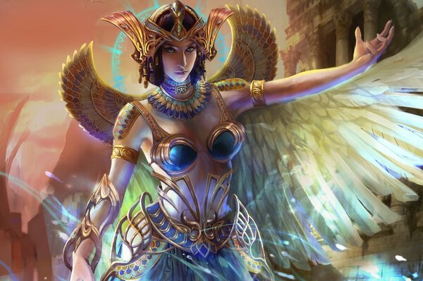 Imagen de arte de una Diosa con alas