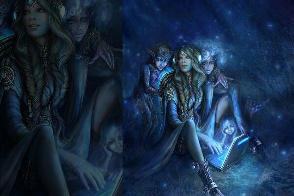 Elves in the night and glow