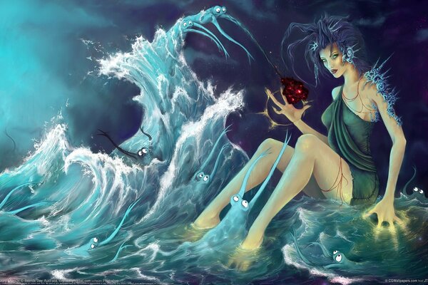 Fille Alien vagues de la mer