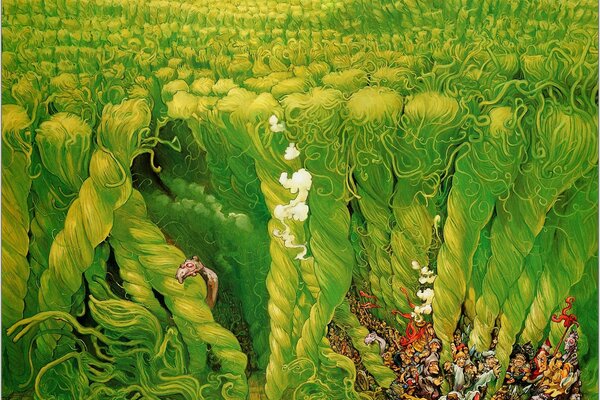 Живые микробы в зелёном ковре