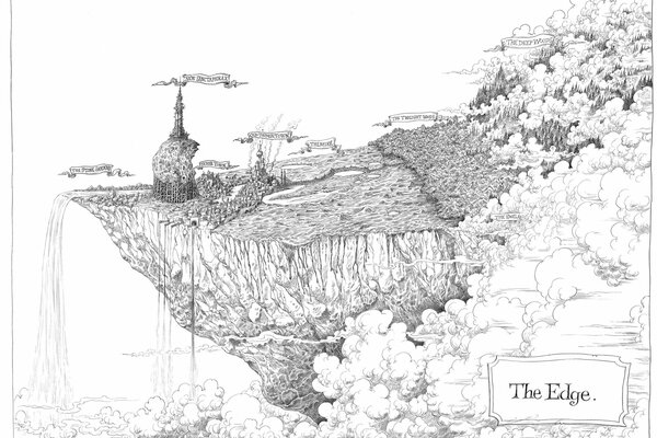 Fantasy drawing of the outskirts of the city