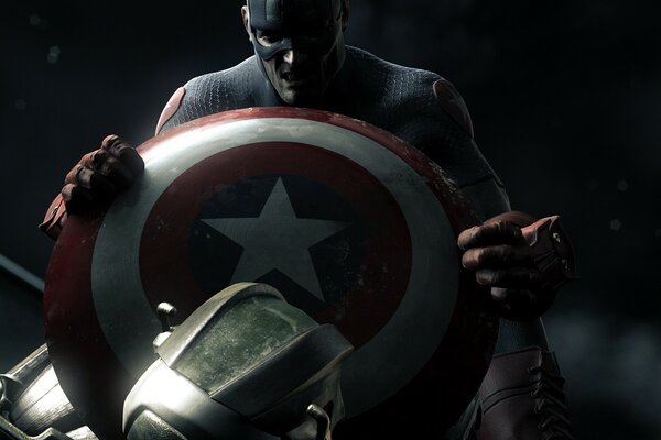 Captain America liegt im Dunkeln. Marvel