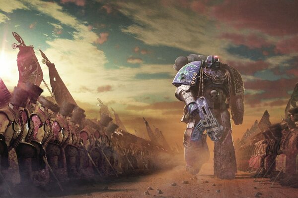 Alpha Legion in the desert in the art style