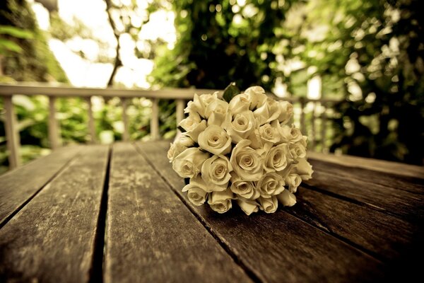 Wedding bouquet of white roses