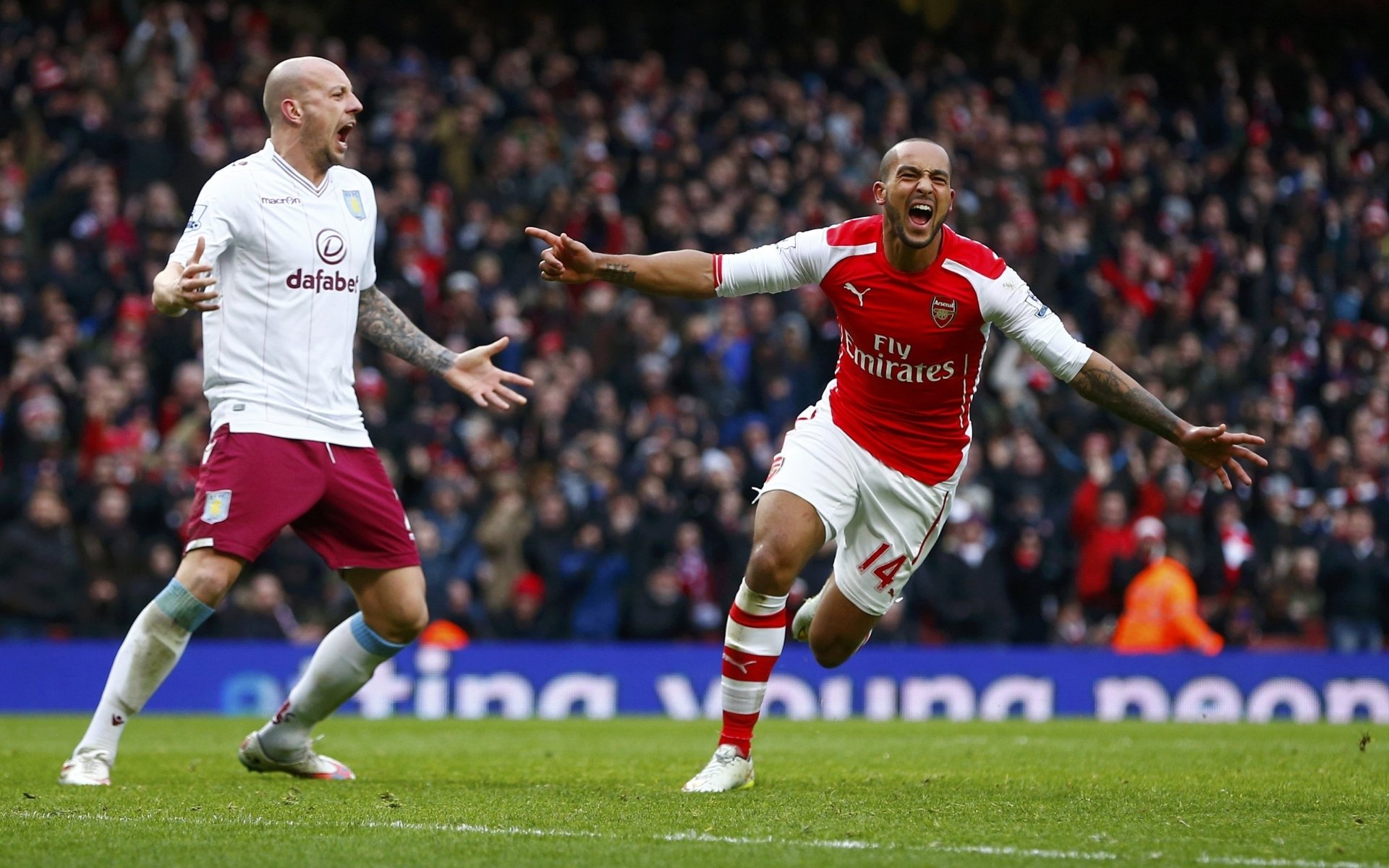 arsenal club de football gunners joueurs theo walcott tribunes fond