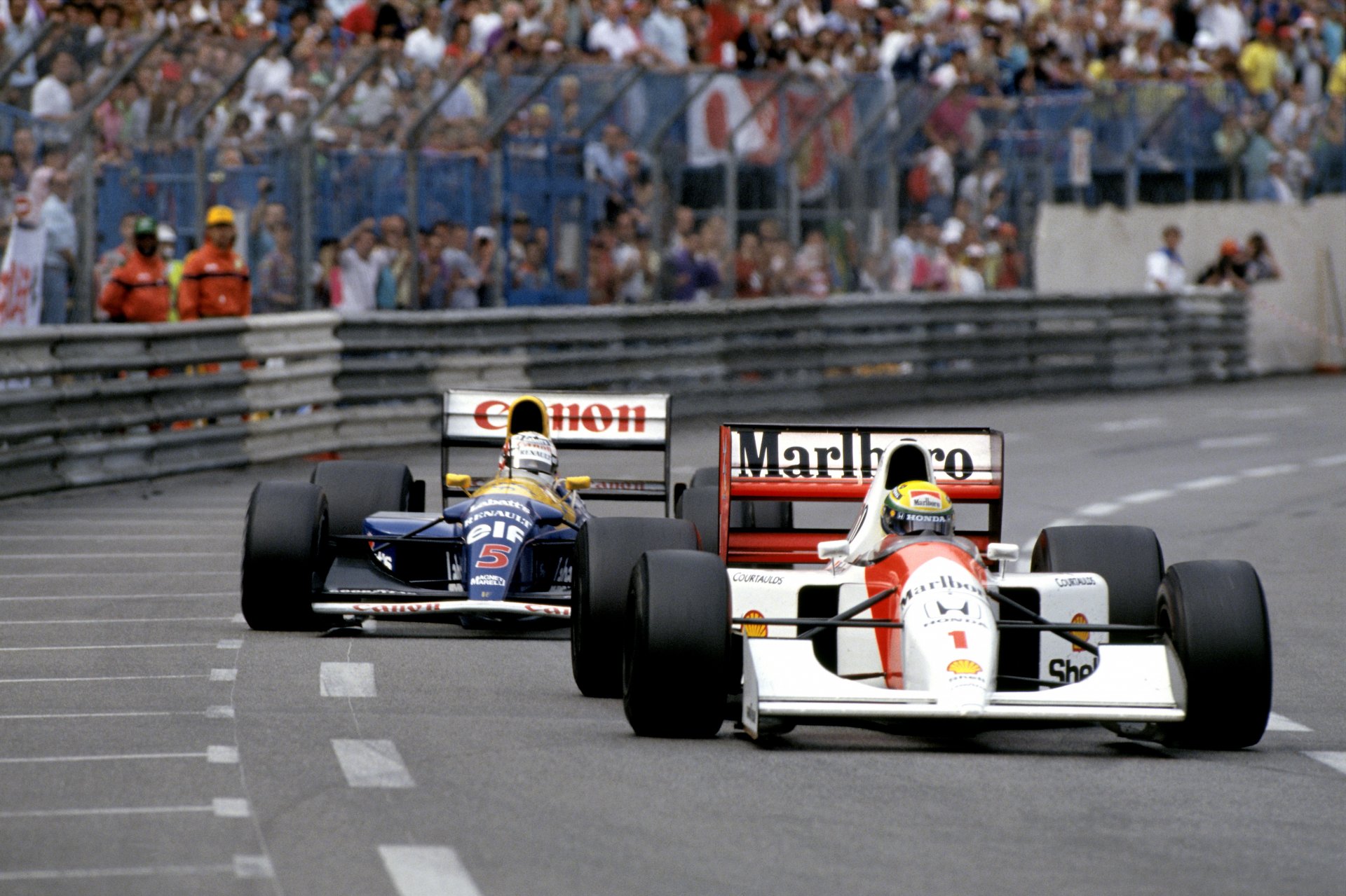 ayrton senna nigel mansell f1 saison 1992 gp von monaco mclaren mp4 / 7 williams fw14b