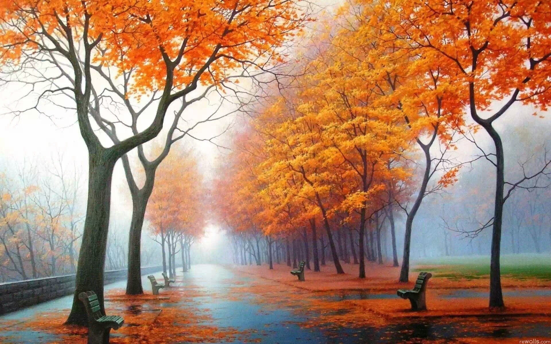 autumn fog alley