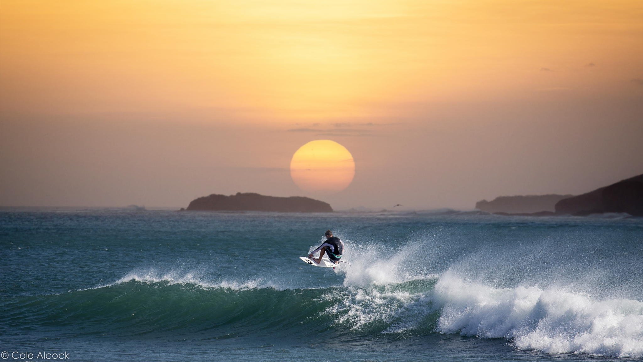 surf olas océano puesta de sol