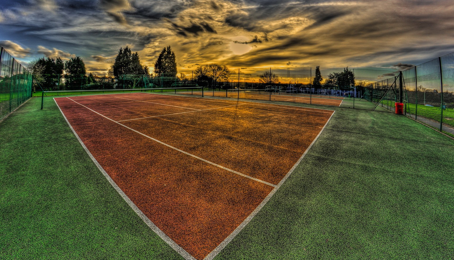 cancha puesta de sol deportes