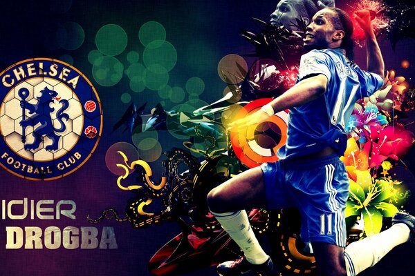 El futbolista del Chelsea Didier Drogba con alegría