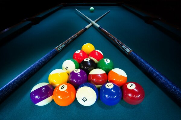 Billiard balls on the table