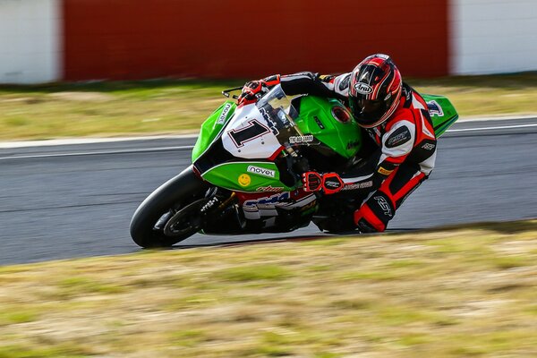 Motorcycle race moment on the turn