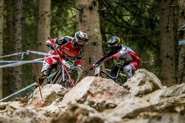 Course sportive en montagne à vélo