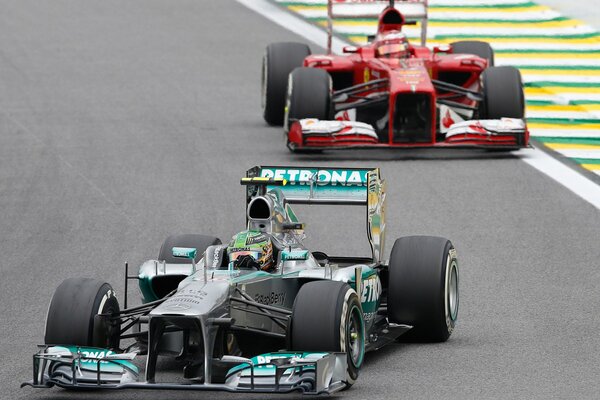 Racing in Formula 1 fighting cars
