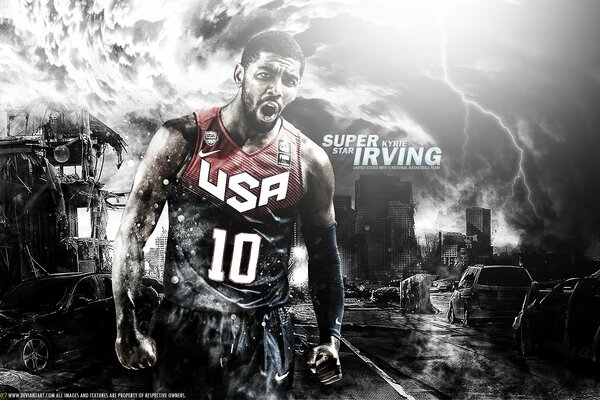 A screensaver from Kyra Irving. Basketball player from the USA