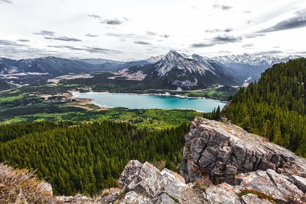 Berge See Sommer Wolken kanada