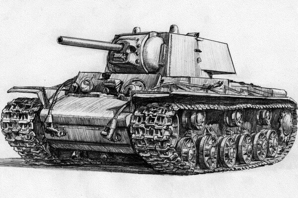 Drawing of the Soviet kv-1 heavy tank