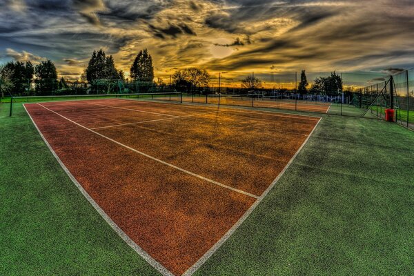 The court in the sunset