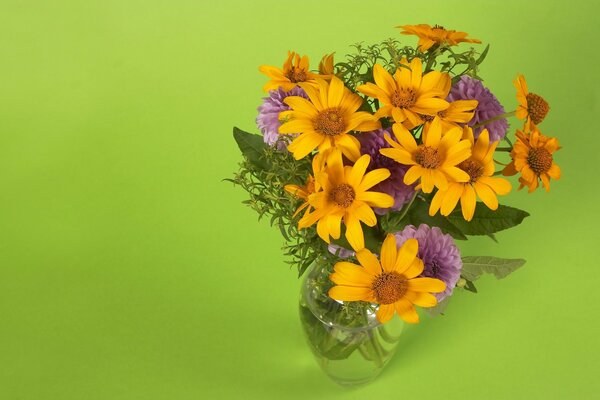 Flowers in a transparent vase