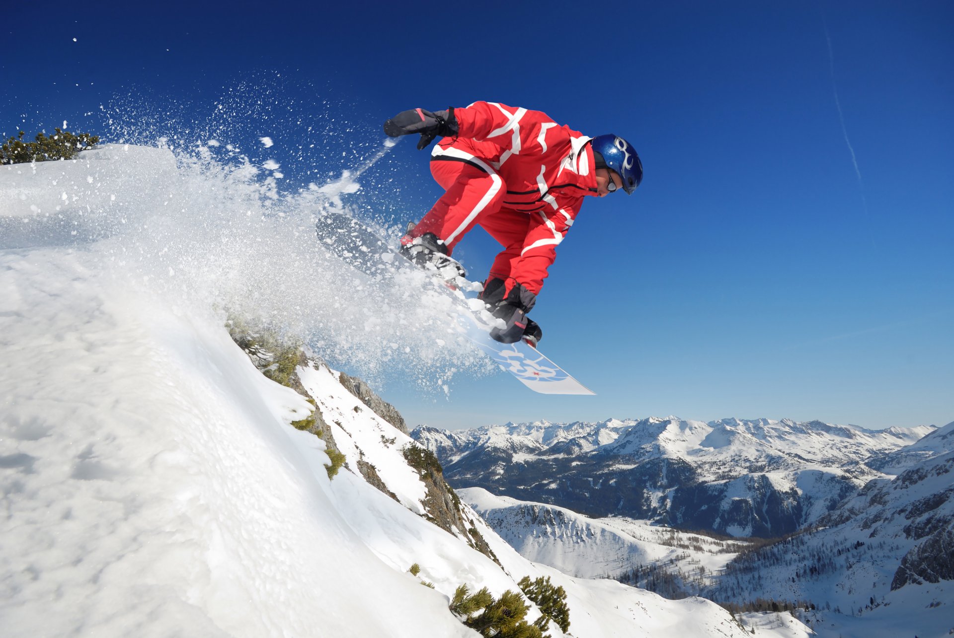 sport neige montagnes ciel snowboard saut