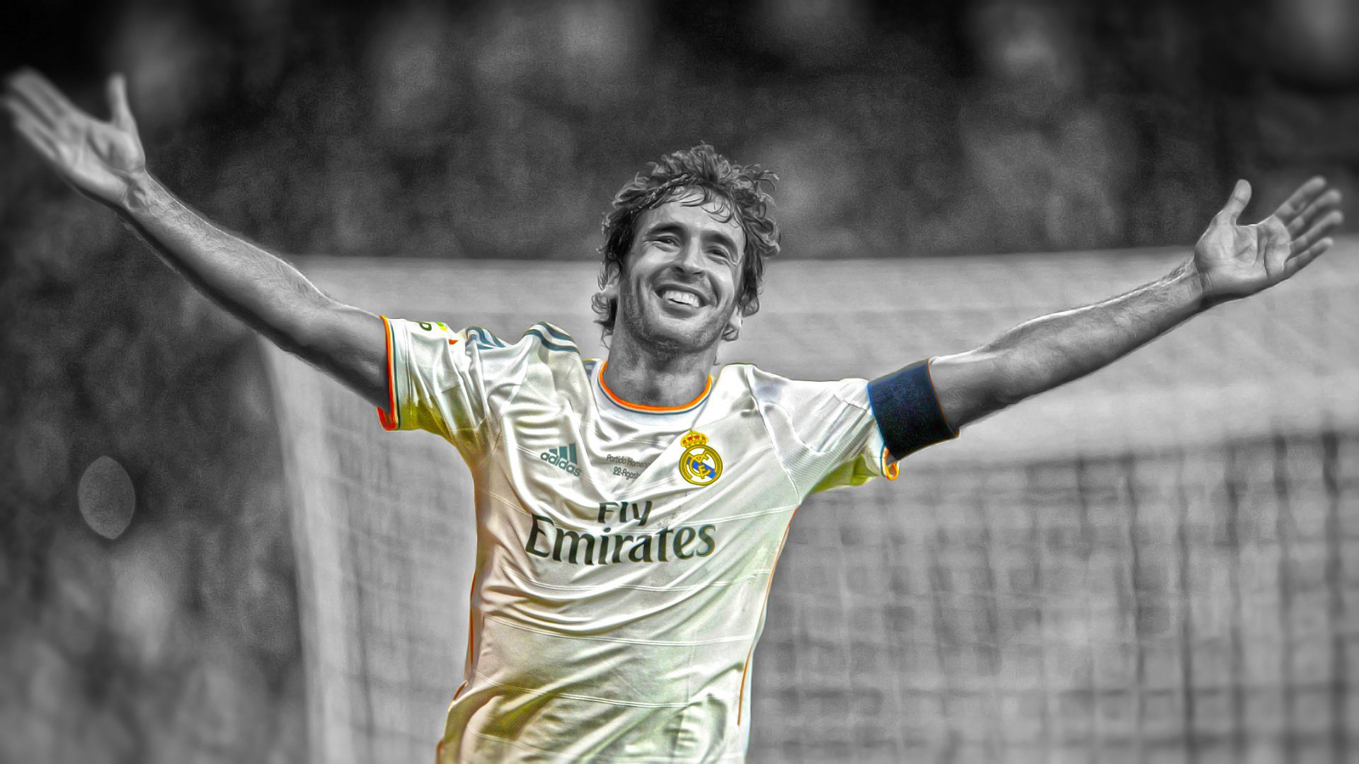 raul real madrid fußball sport spieler legende freude lächeln bleistift photoshop