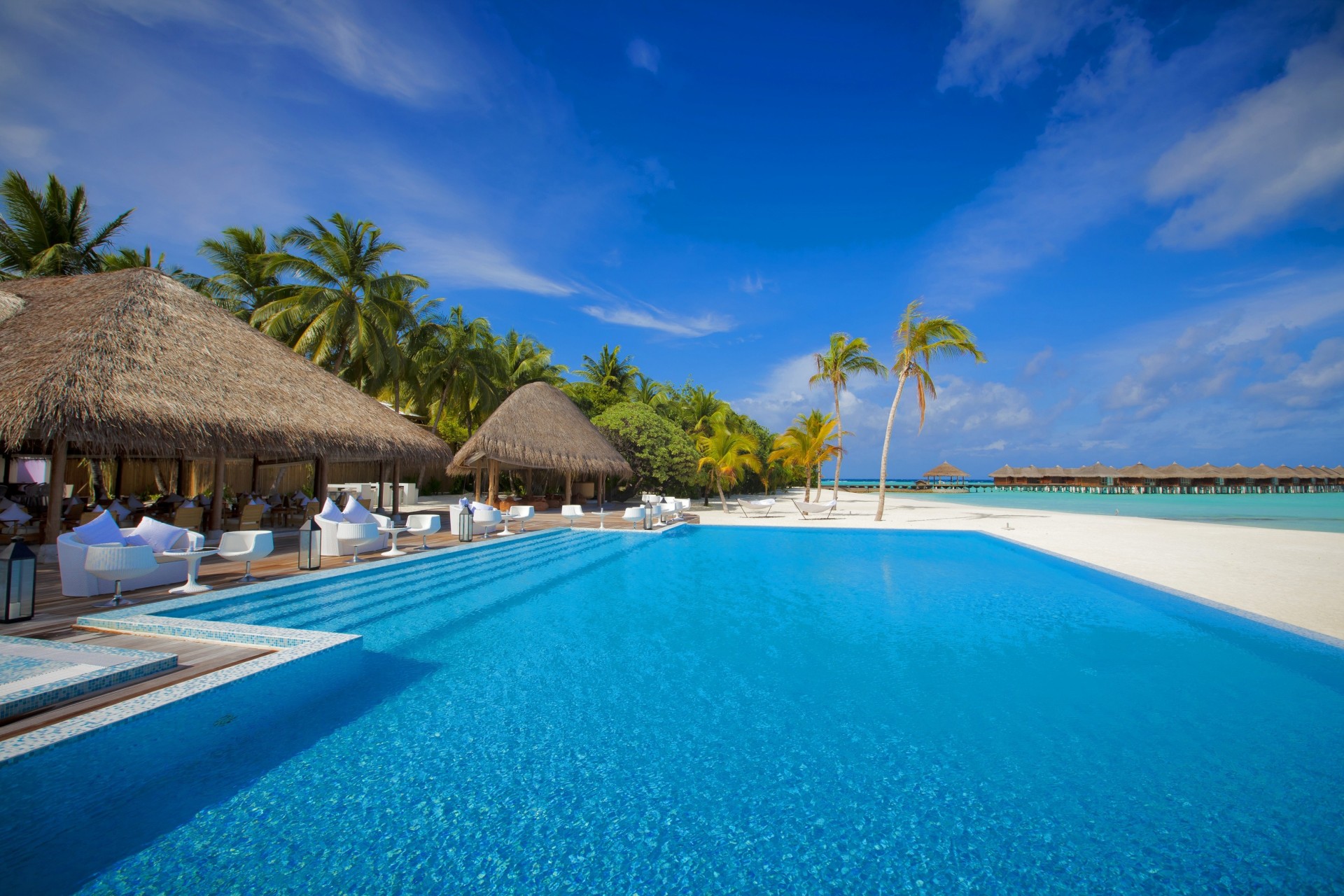 ciel océan piscine mer maldives