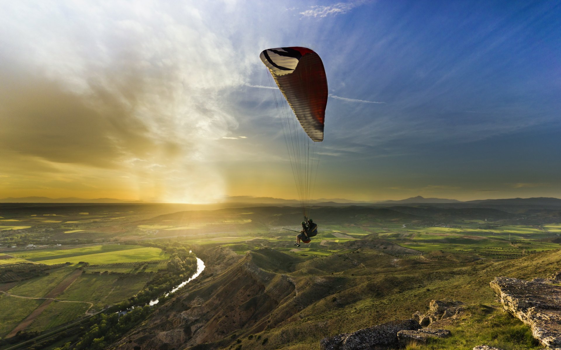 deportes puesta de sol paisaje parapente parapente