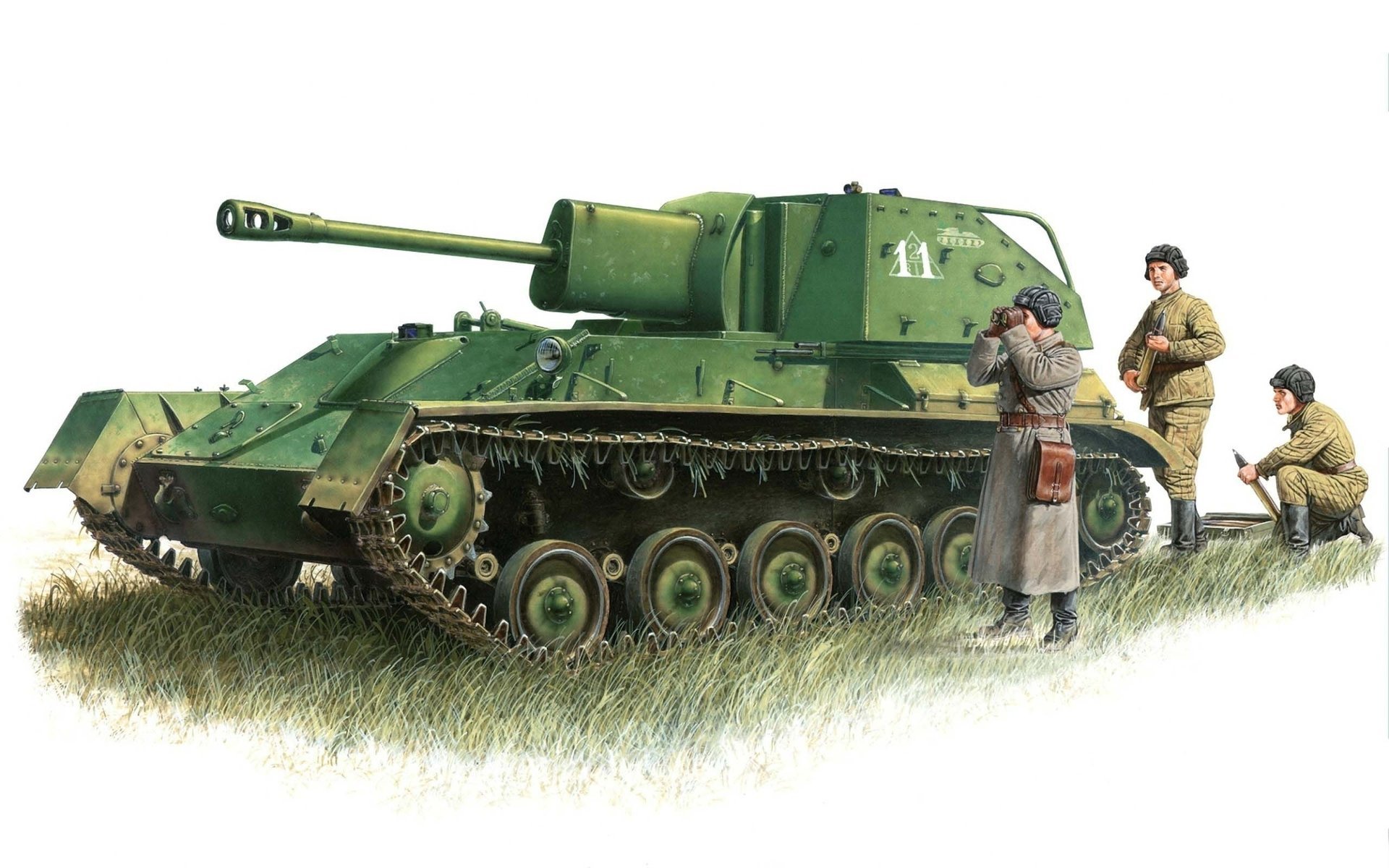 autopropulsado su-76 arte soviético ligero dibujo