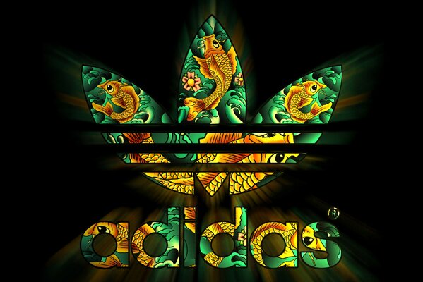 Adidas Logo mit Goldfisch