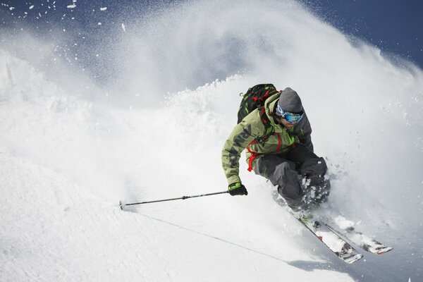 Downhill skiing in the mountains