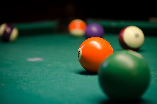 Boules de billard dispersés sur la table