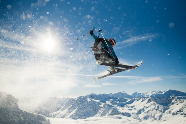 Winter skiing jump