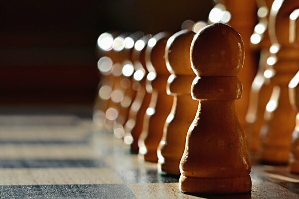 Chess pieces in macro