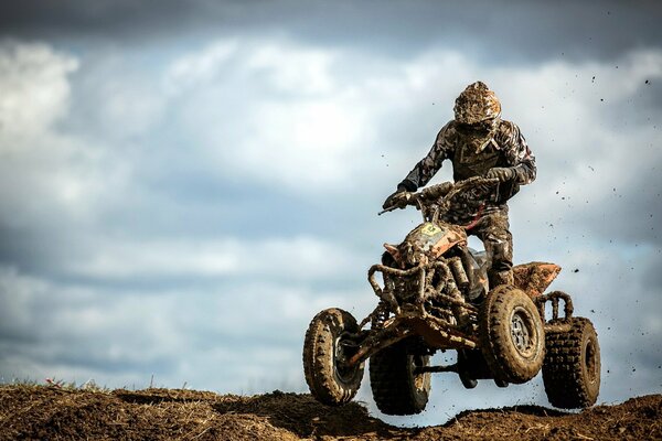 Quad bike race on an unformed track