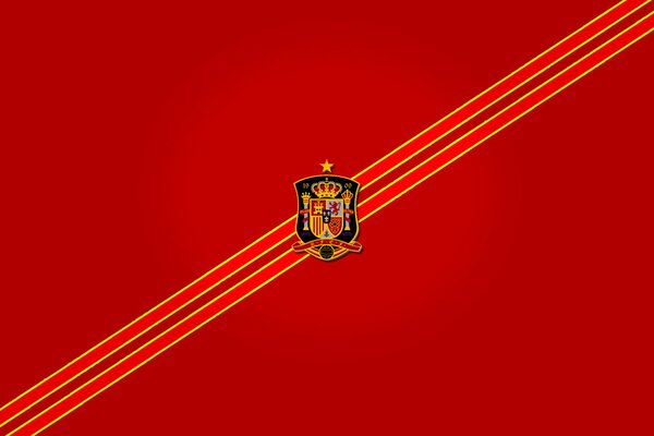 Emblème de l équipe d Espagne de football sur fond rouge