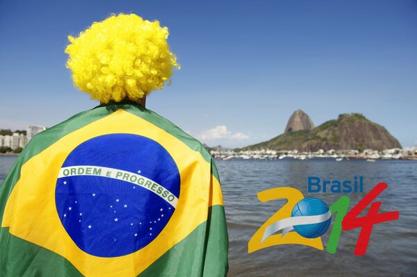 Piłka nożna w Brazylii fifa kibic z tyłu z logo
