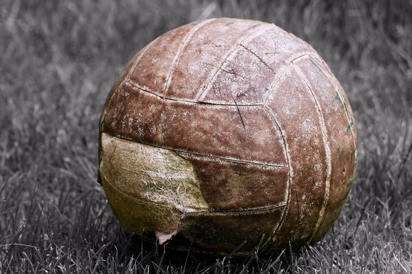 A ball on the grass in macro photography