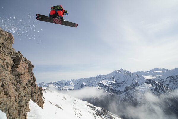 Freerider skiing in the Mountains